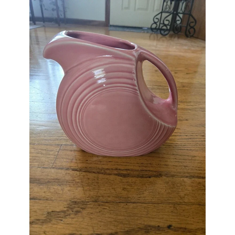 Retired FiestaWare Fiesta Vintage Large Disc Pitcher Pink Rose - 64 Oz